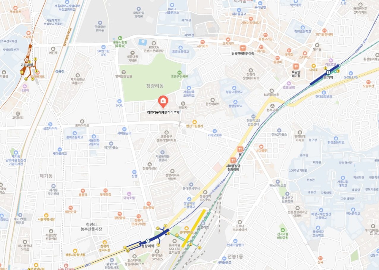 청량리 롯데캐슬 하이루체 근거리 위치도